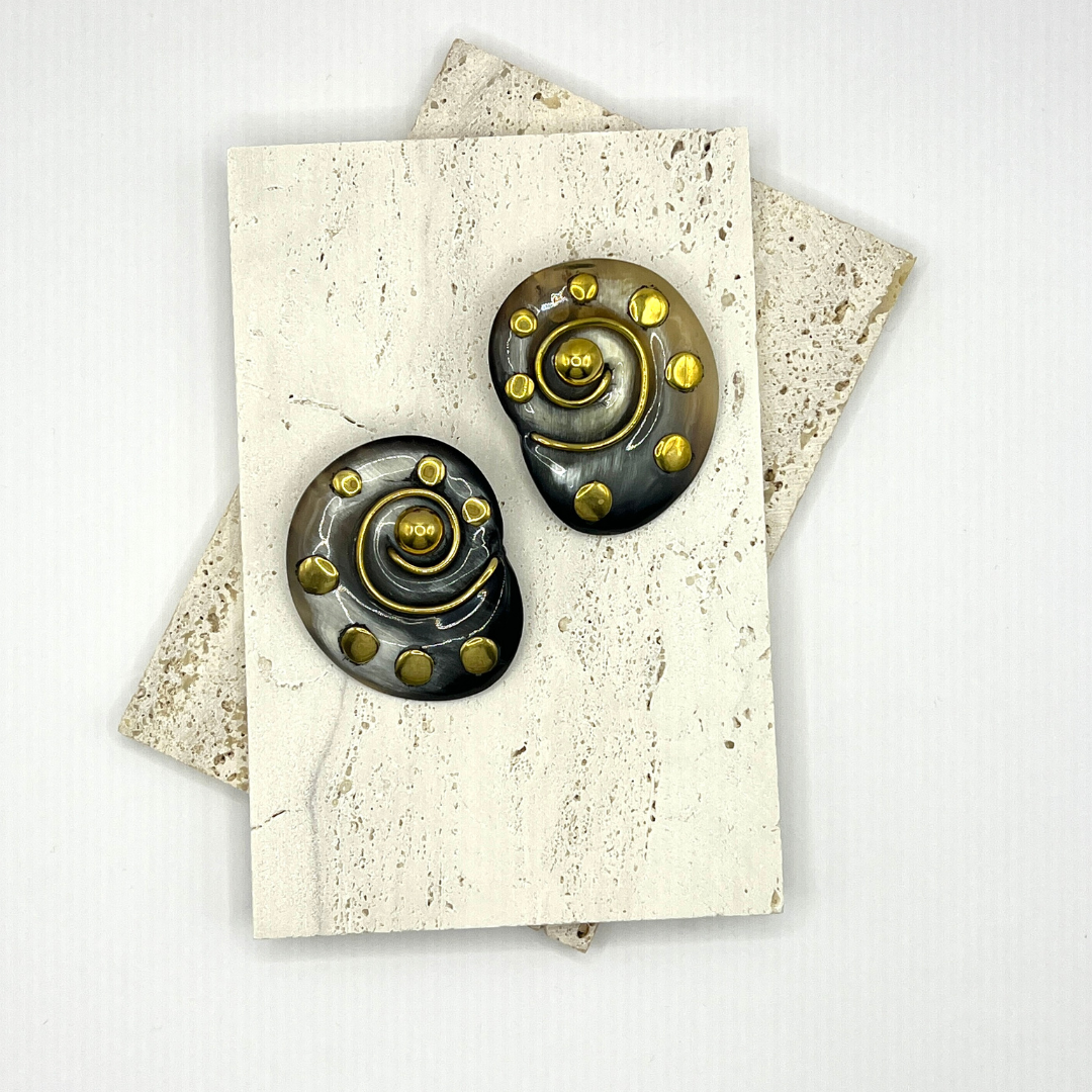 NORTHO CORNA - Recycled Bull Horn and Bronze - earrings